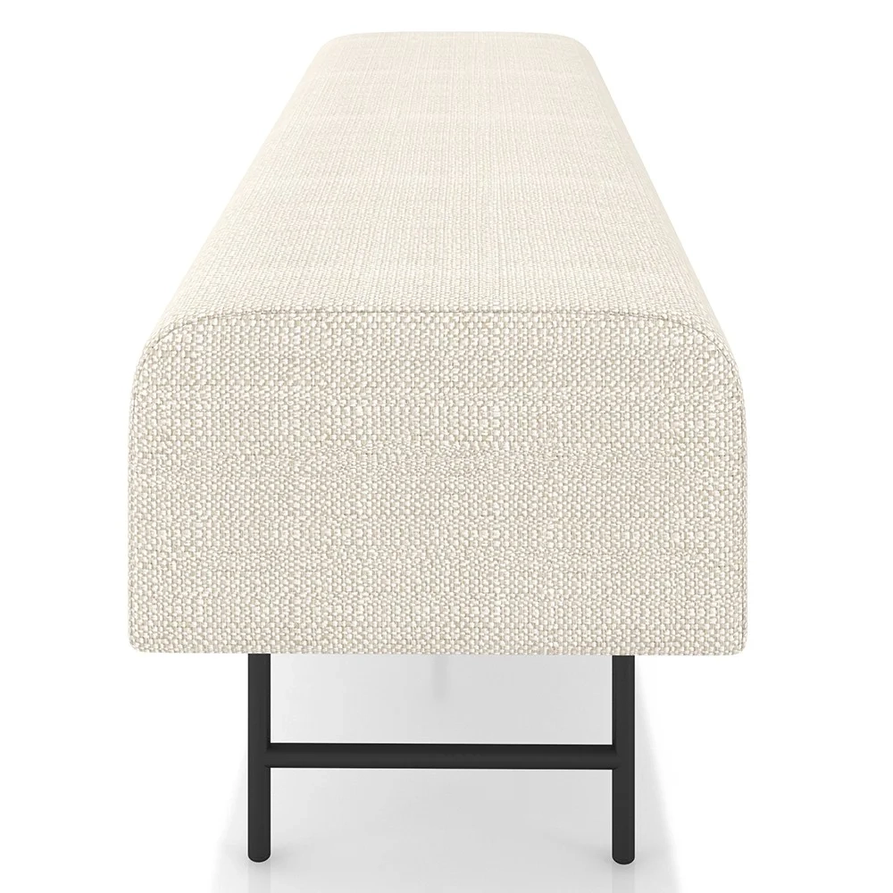 Puff Recamier Decorativo Pés em Ferro 140cm Dublin Z37 Linho Creme - Mpozenato