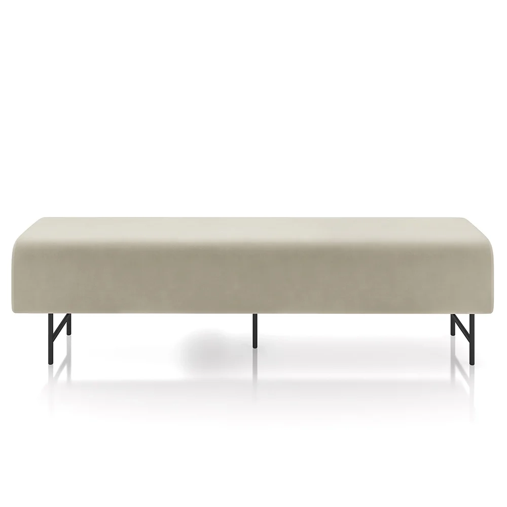 Puff Recamier Decorativo Pés em Ferro 160cm Dublin Z37 Veludo Bege - Mpozenato