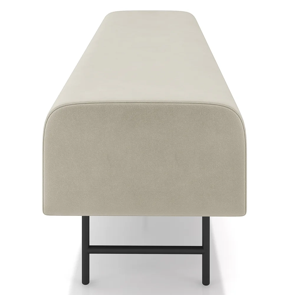 Puff Recamier Decorativo Pés em Ferro 160cm Dublin Z37 Veludo Bege - Mpozenato