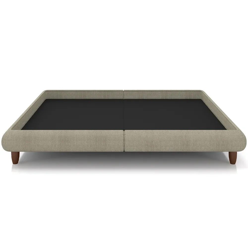 Cama Casal Base Box 138x188cm Pés Madeira Cold Z37 Veludo Bege - Mpozenato