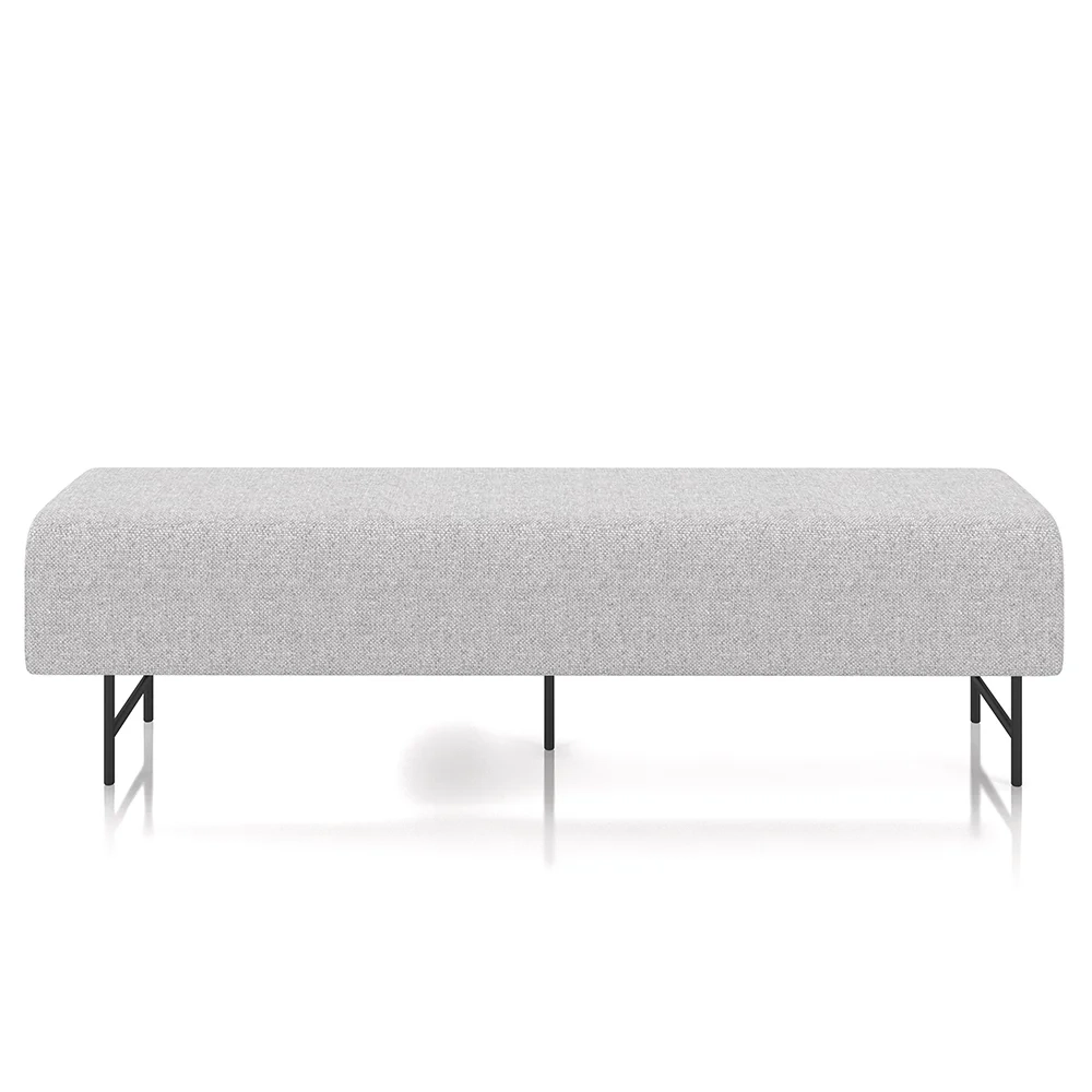 Puff Recamier Decorativo Pés em Ferro 160cm Dublin Z37 Linho Cinza Claro - Mpozenato