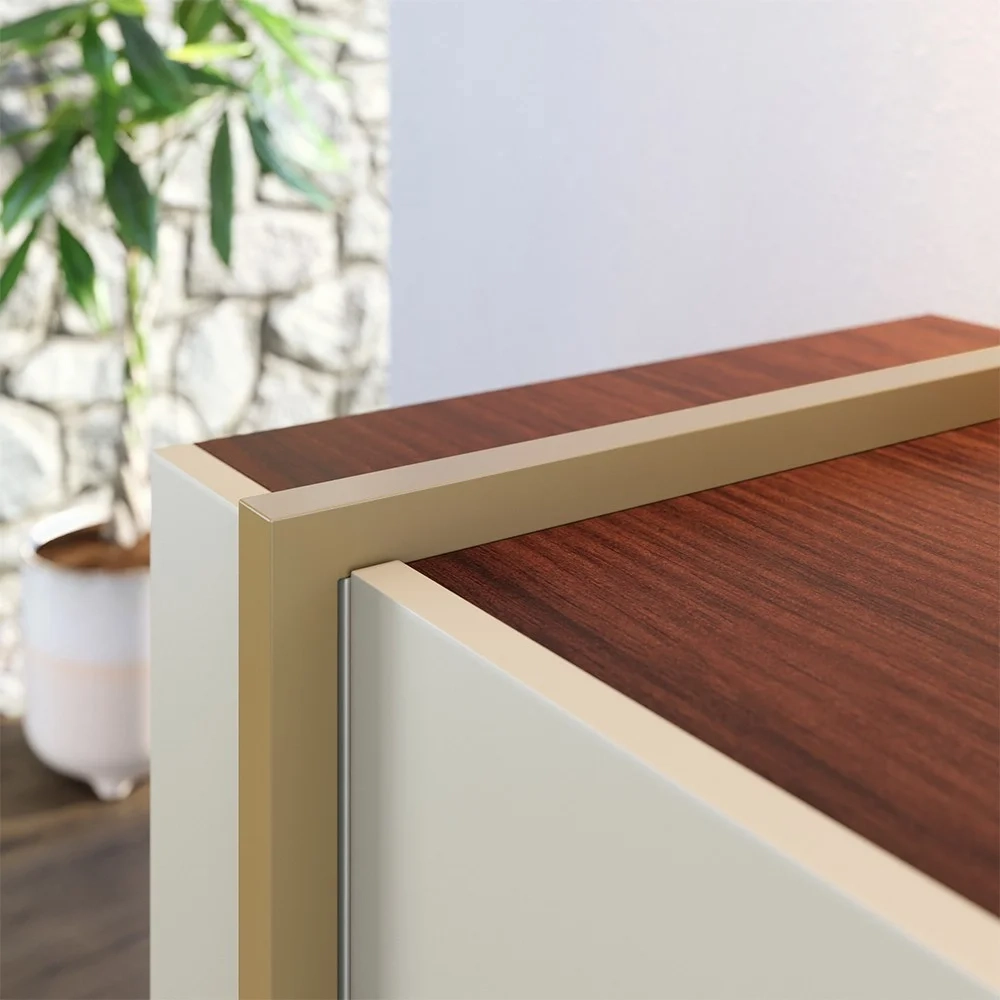 Balcão Aparador Buffet 4 Portas 160cm Barcelona C05 Nogueira/Off/Dourado - Mpozenato