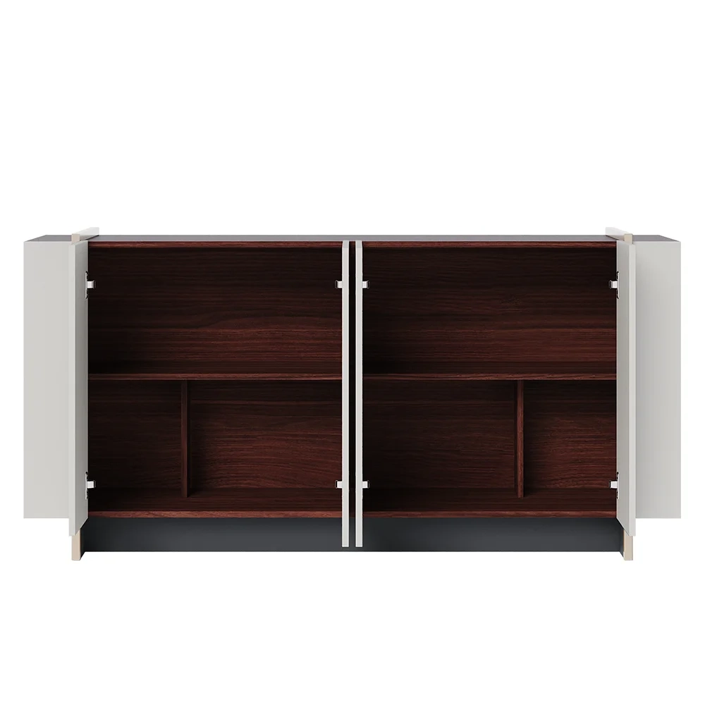 Balcão Aparador Buffet 4 Portas 160cm Copacabana Nogueira/Off/Dourado - Colibri