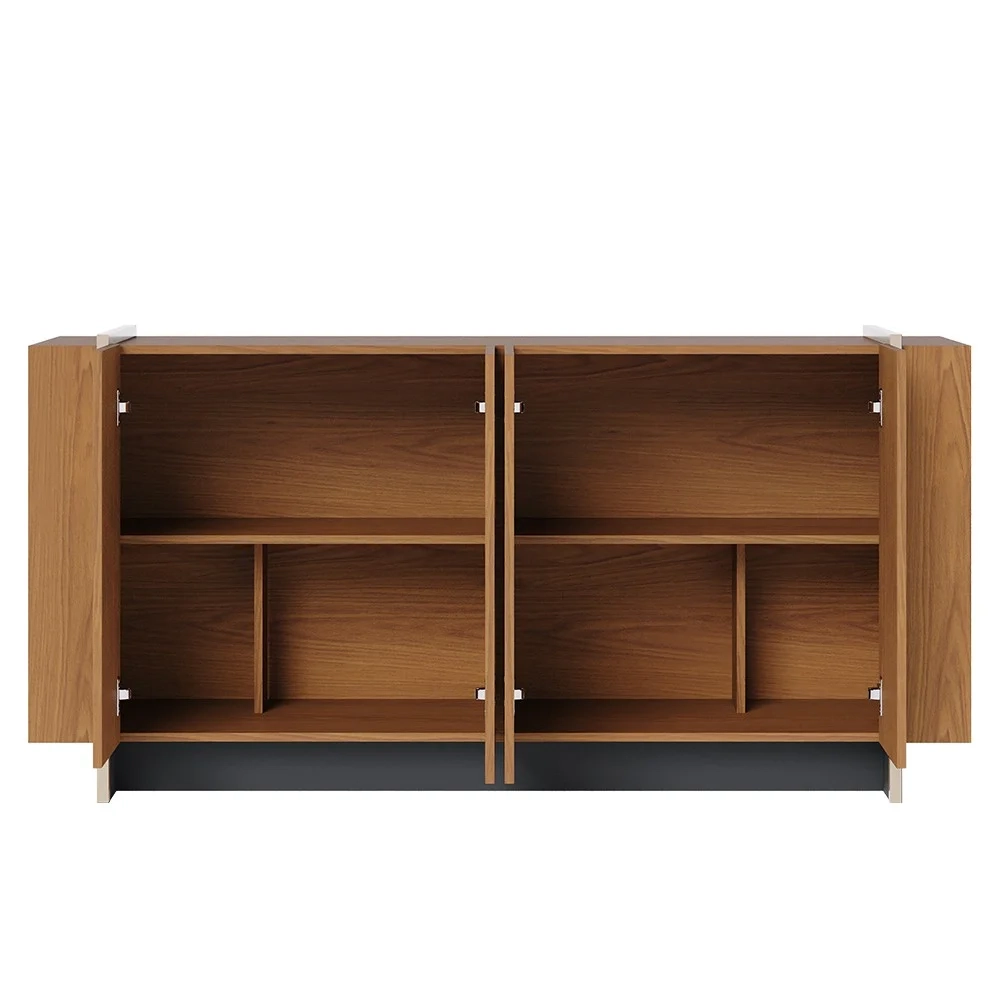 Balcão Aparador Buffet 4 Portas 160cm Copacabana Freijó/Dourado - Colibri