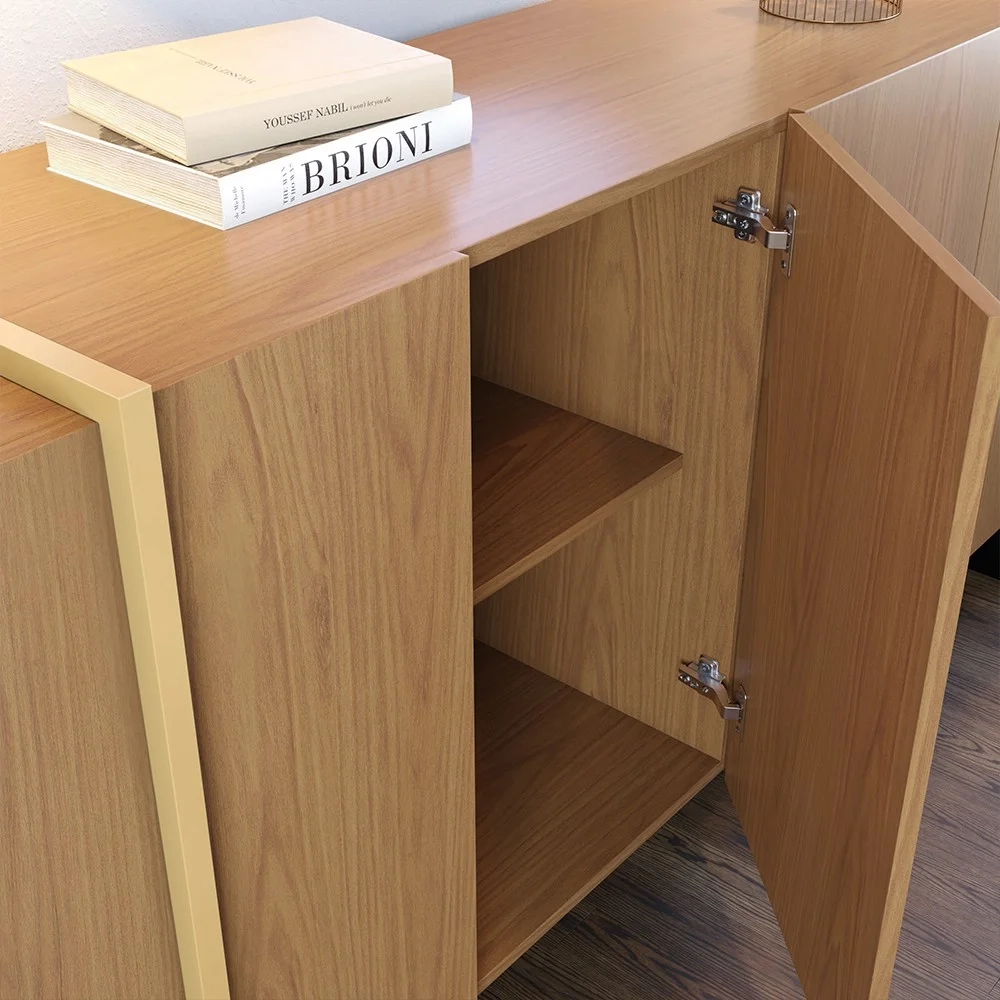 Balcão Aparador Buffet 4 Portas 160cm Copacabana Freijó/Dourado - Colibri