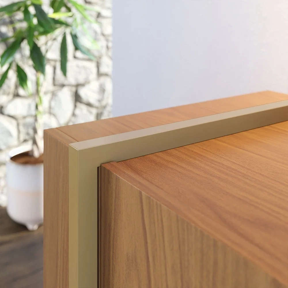 Balcão Aparador Buffet 4 Portas 160cm Copacabana Freijó/Dourado - Colibri