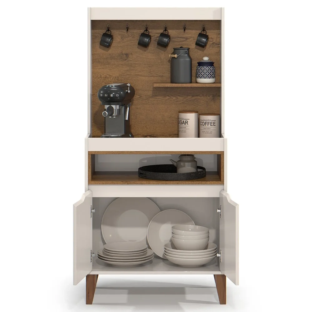 Armário Multiuso Cantinho do Café 71cm Flow Off/Freijó - EJ Móveis