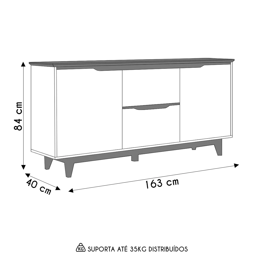 Buffet Aparador para Sala de Jantar 163cm Flow Cinza - EJ Móveis