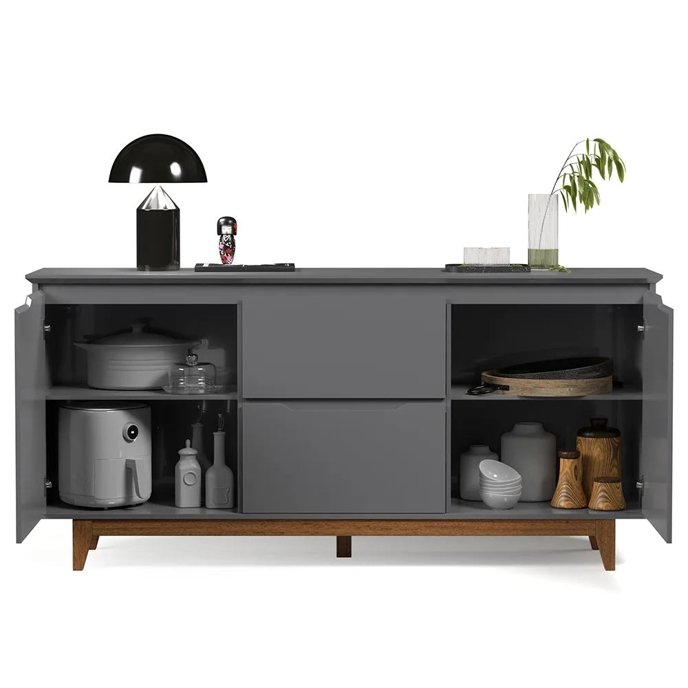 Buffet Aparador para Sala de Jantar 163cm Flow Cinza - EJ Móveis