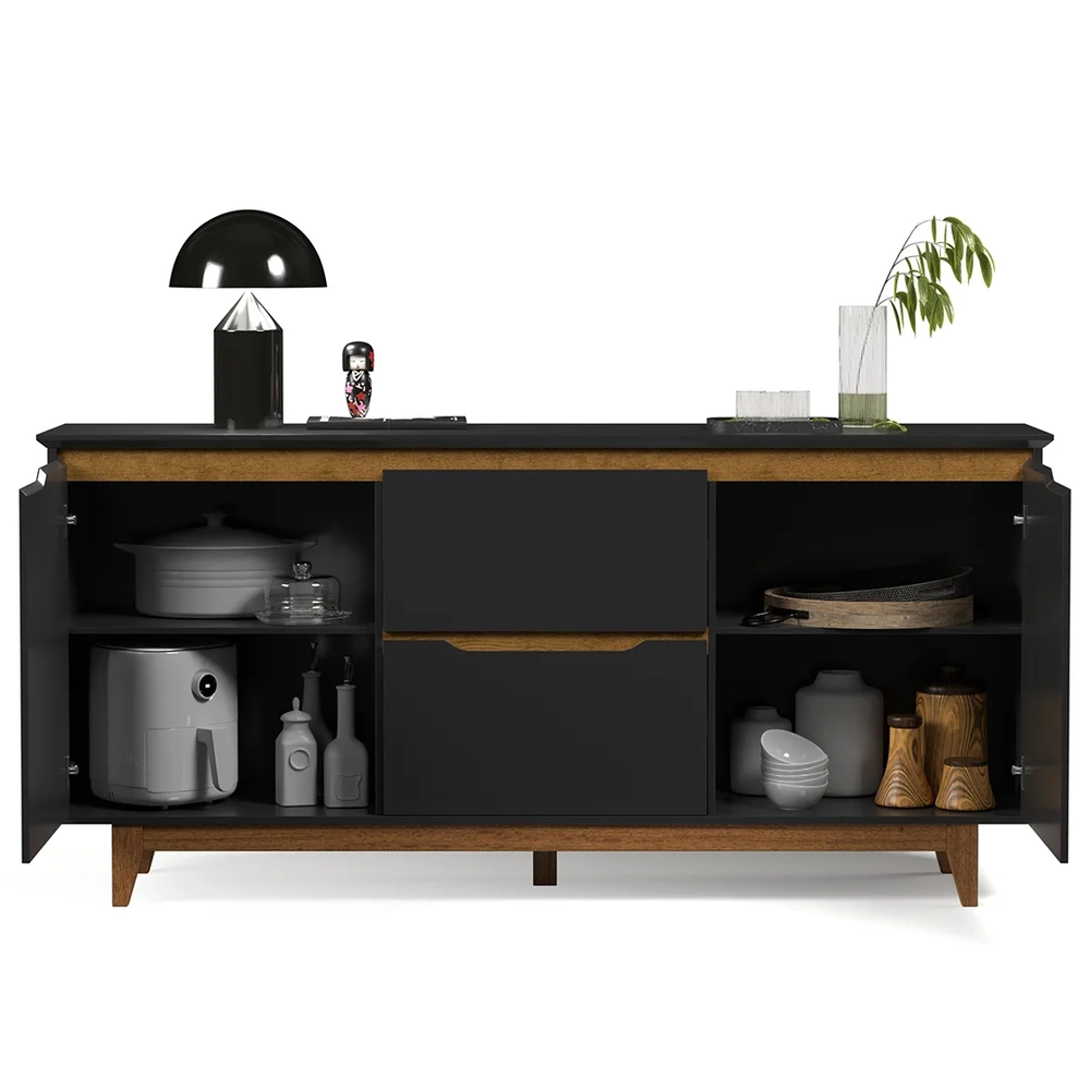 Buffet Aparador para Sala de Jantar 163cm Flow Preto - EJ Móveis