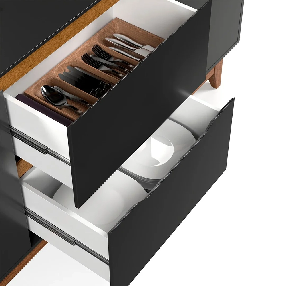 Buffet Aparador para Sala de Jantar 163cm Flow Preto - EJ Móveis