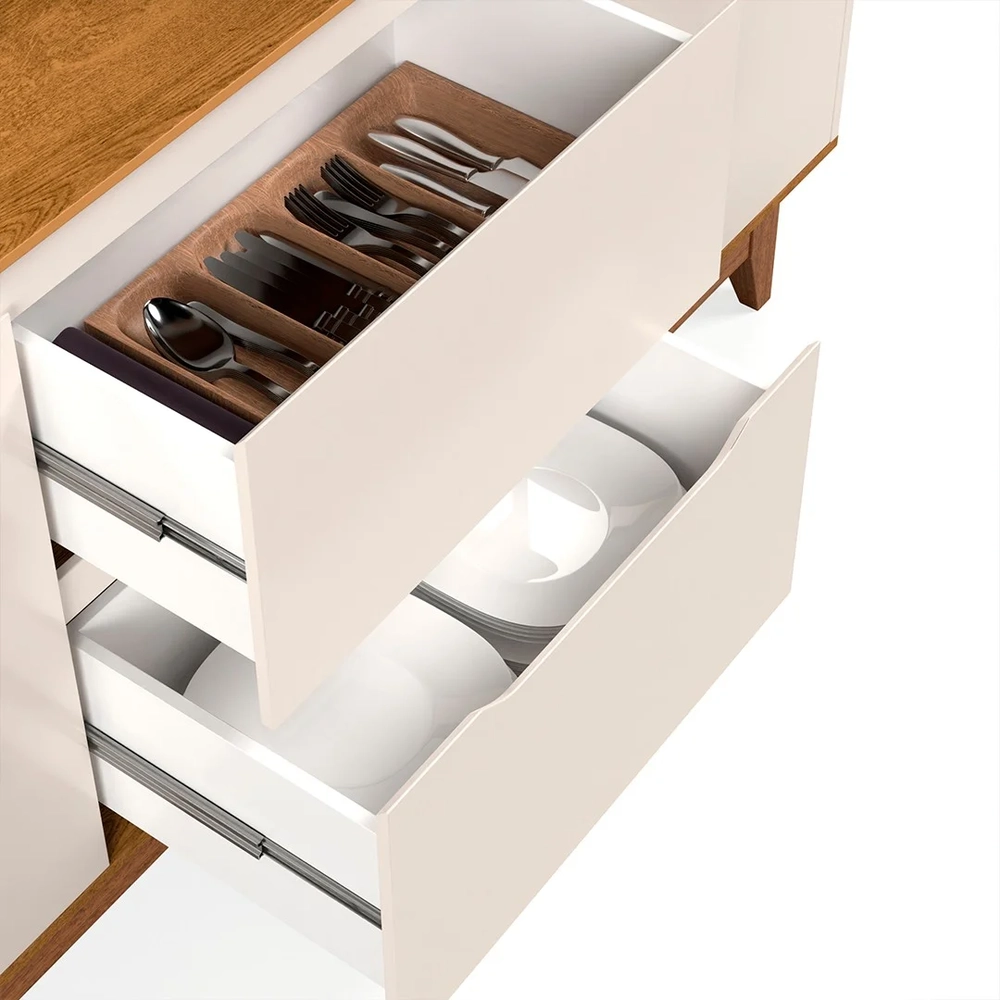 Buffet Aparador para Sala de Jantar 163cm Flow Off/Freijó - EJ Móveis