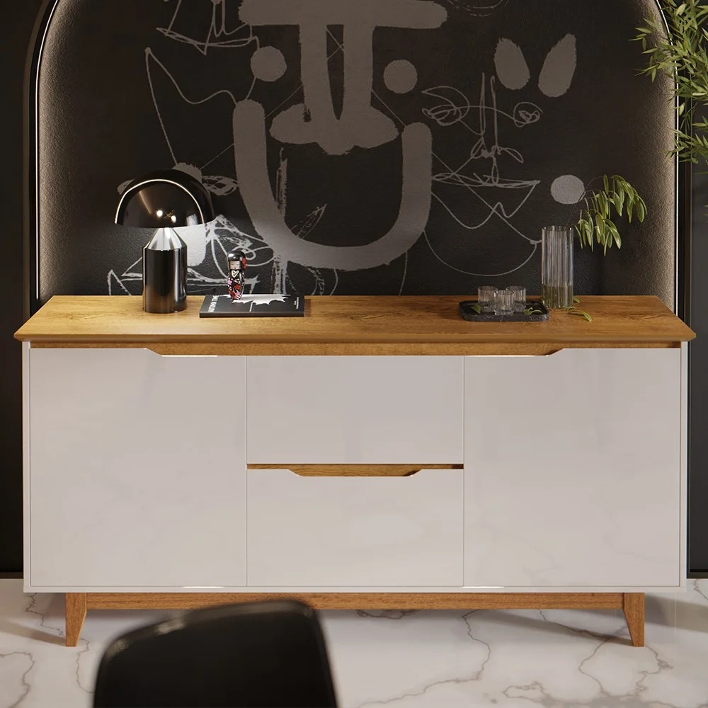 Buffet Aparador para Sala de Jantar 163cm Flow Off/Freijó - EJ Móveis