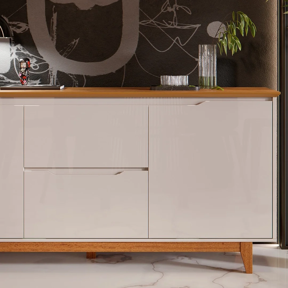 Buffet Aparador para Sala de Jantar 163cm Flow Off/Freijó - EJ Móveis