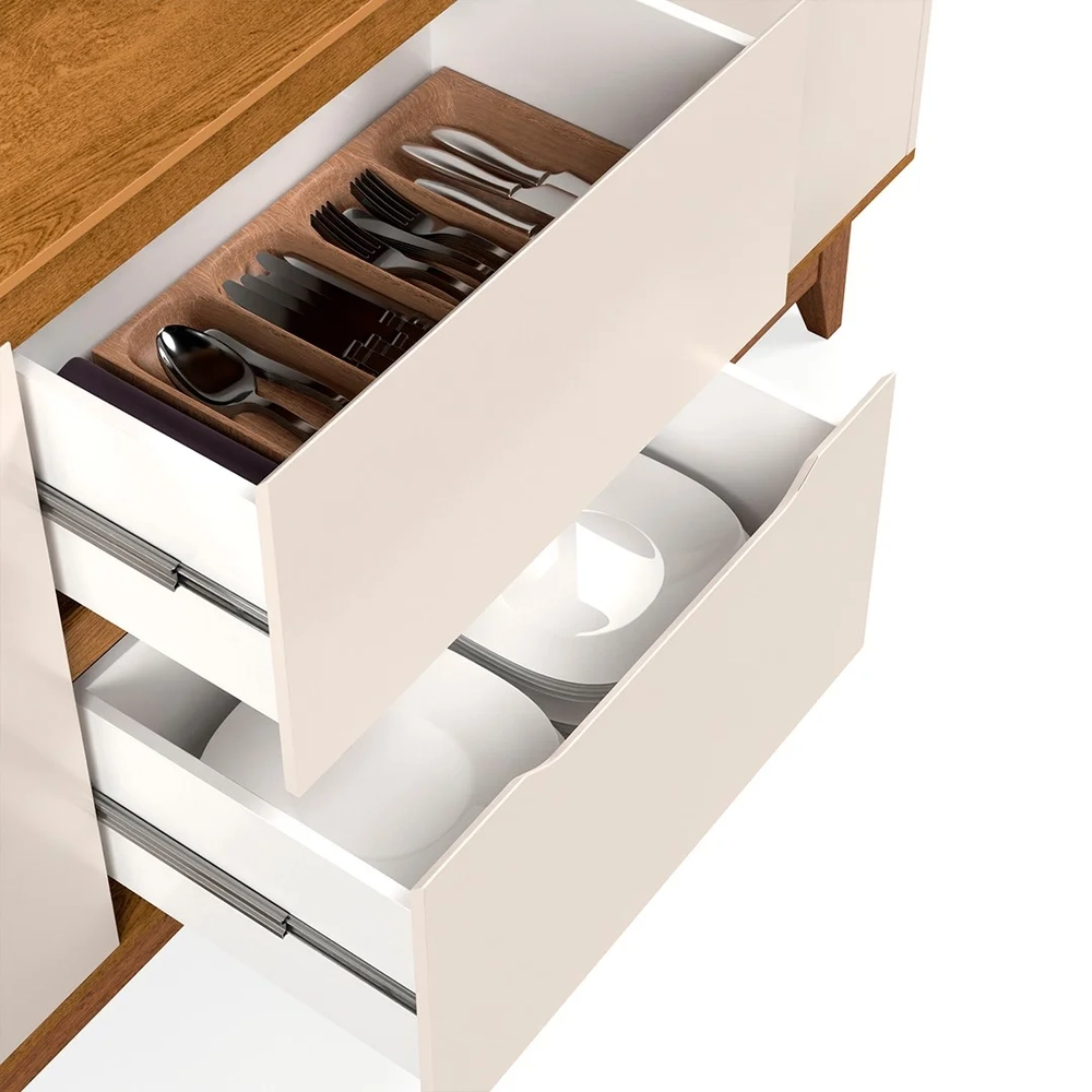 Buffet Aparador para Sala de Jantar 163cm Flow Off/Freijó - EJ Móveis