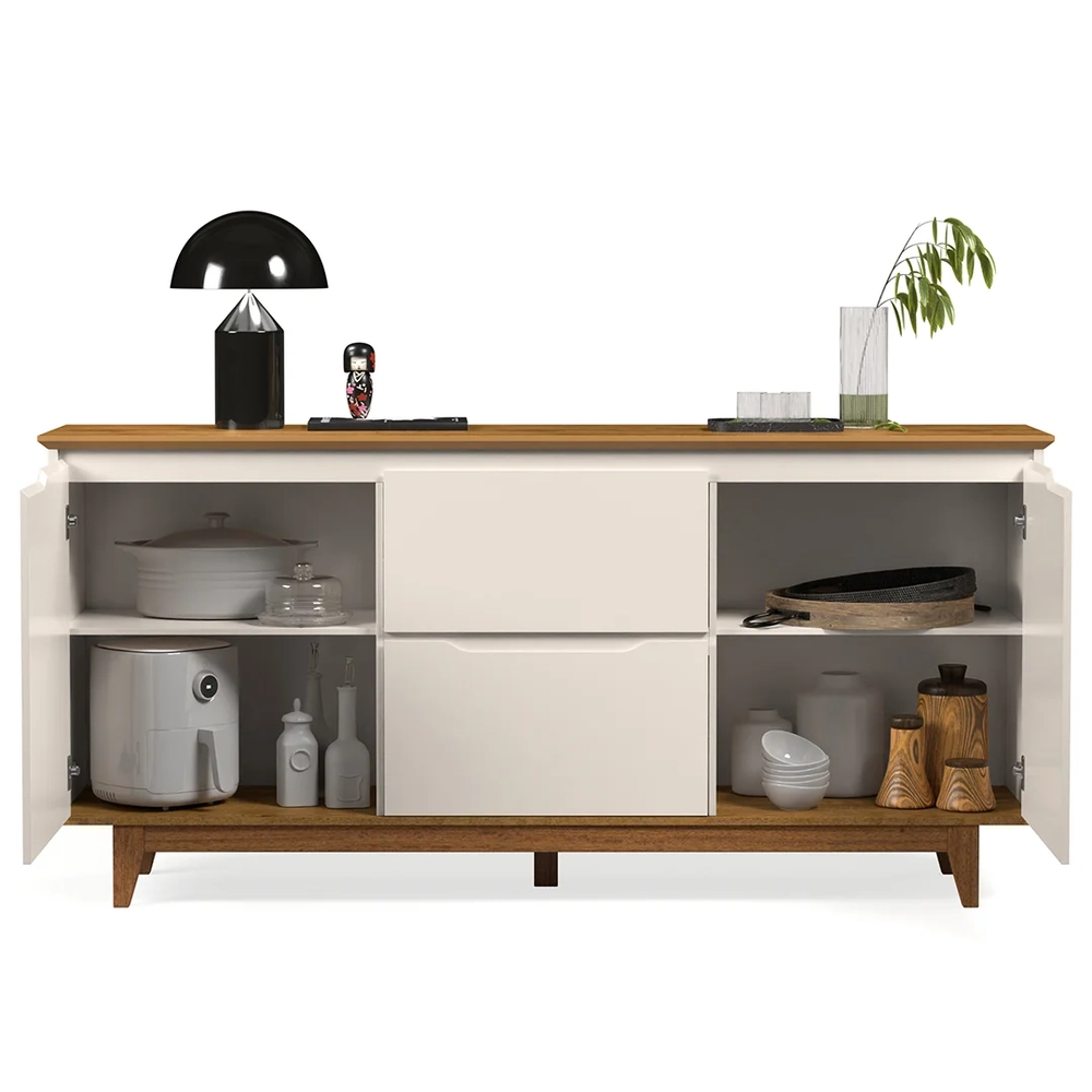 Buffet Aparador para Sala de Jantar 163cm Flow Off/Freijó - EJ Móveis