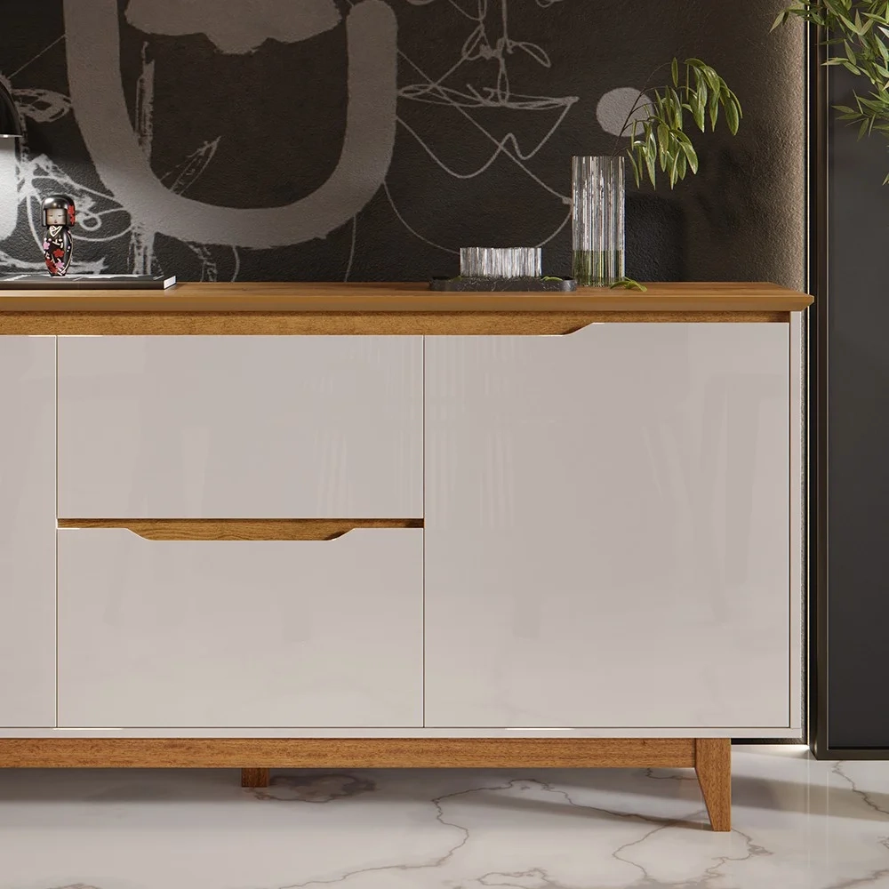 Buffet Aparador para Sala de Jantar 163cm Flow Off/Freijó - EJ Móveis