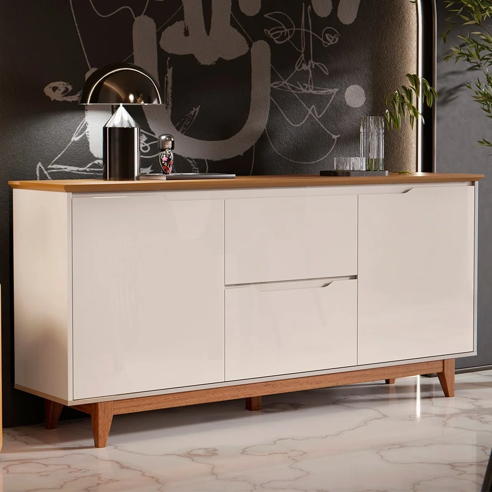 Buffet Aparador para Sala de Jantar 163cm Flow Off/Freijó - EJ Móveis