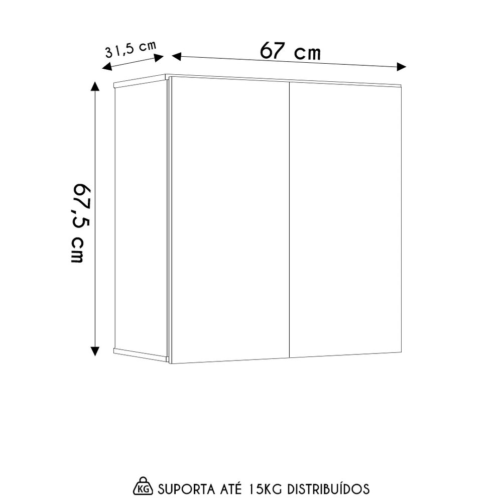 Armário de Cozinha Aéreo 2 Portas 67cm Italy Branco - EJ Móveis