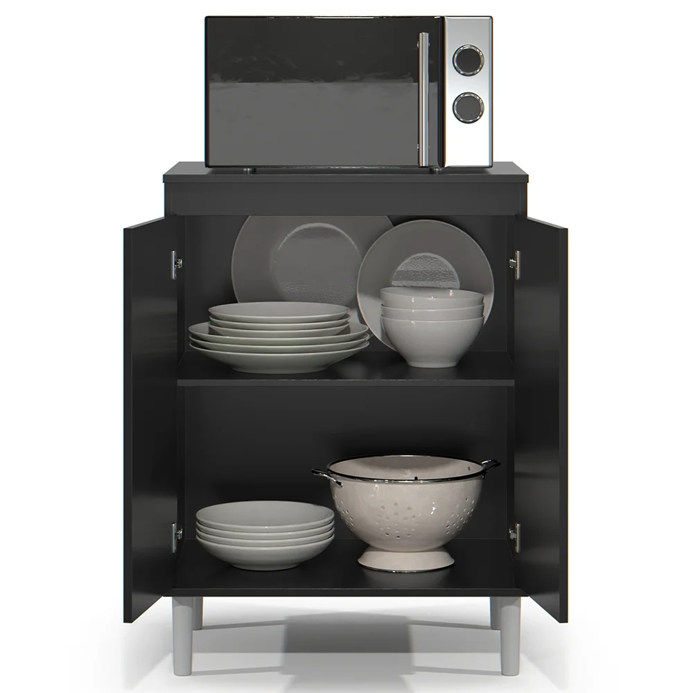 Balcão de Cozinha com Tampo 2 Portas 61cm Italy Preto - EJ Móveis