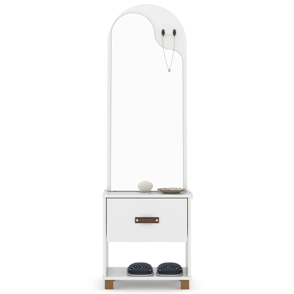 Toucador Penteadeira com Espelho 1 Gaveta Organic Branco - EJ Móveis