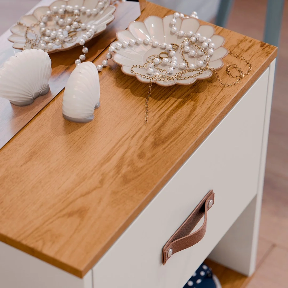 Toucador Penteadeira com Espelho 1 Gaveta Organic Off/Freijó - EJ Móveis