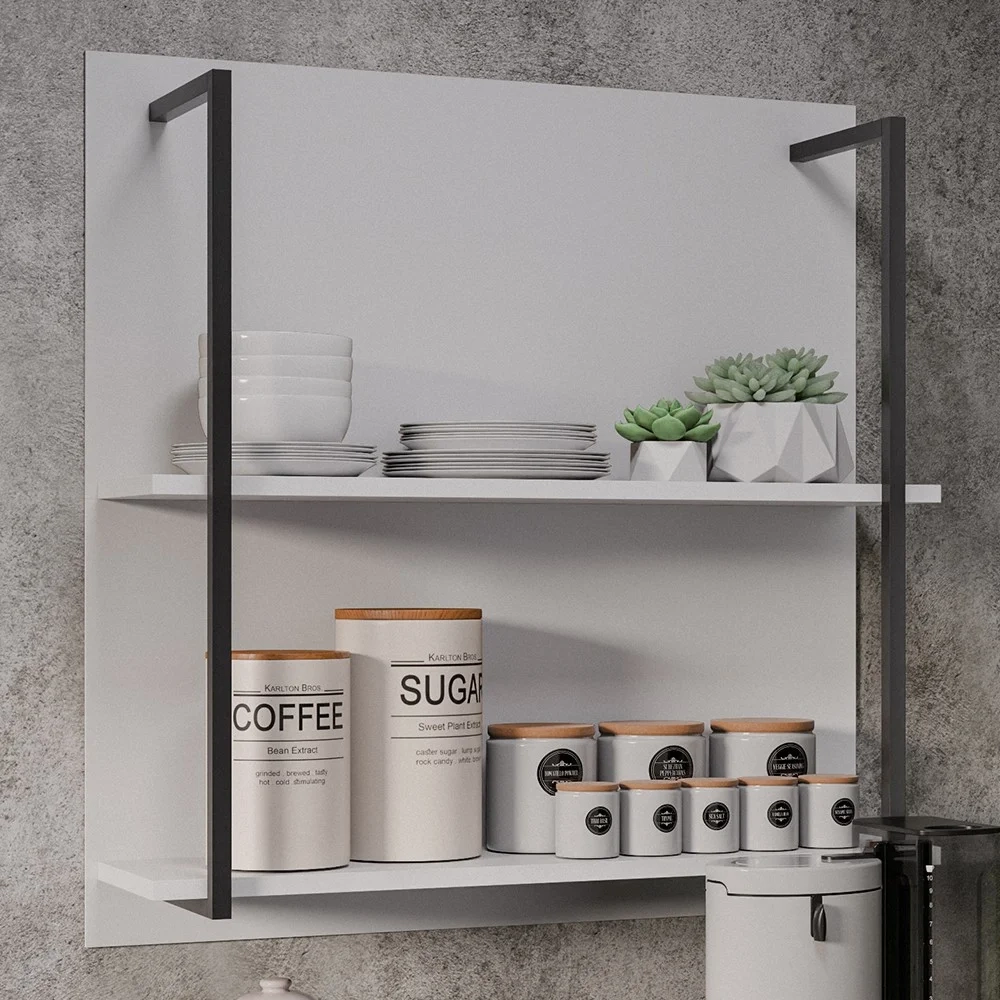 Aparador Cantinho do Café e Painel 2 Prateleiras Flora Z34 Branco - Mpozenato