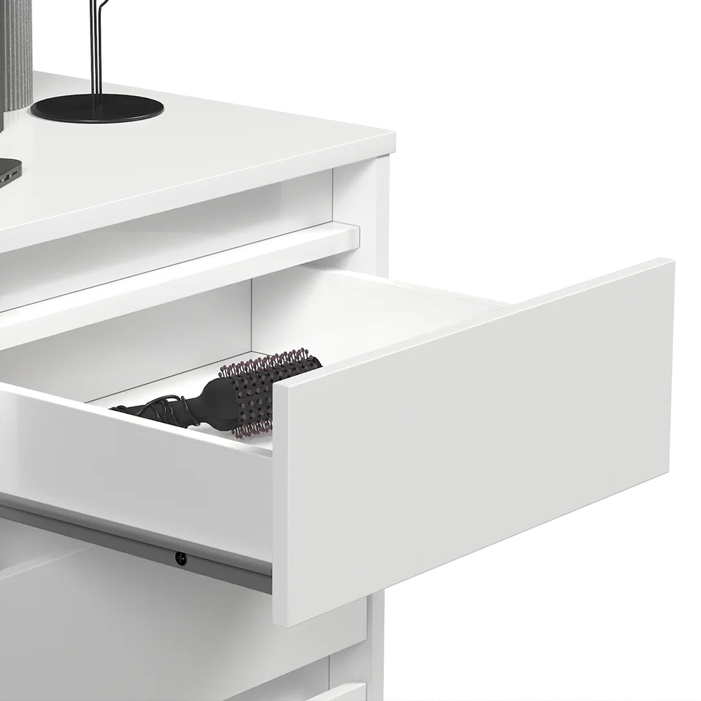 Mesa de Cabeceira Pés Retrô 3 Gavetas 43cm Wood Branco - EJ Móveis