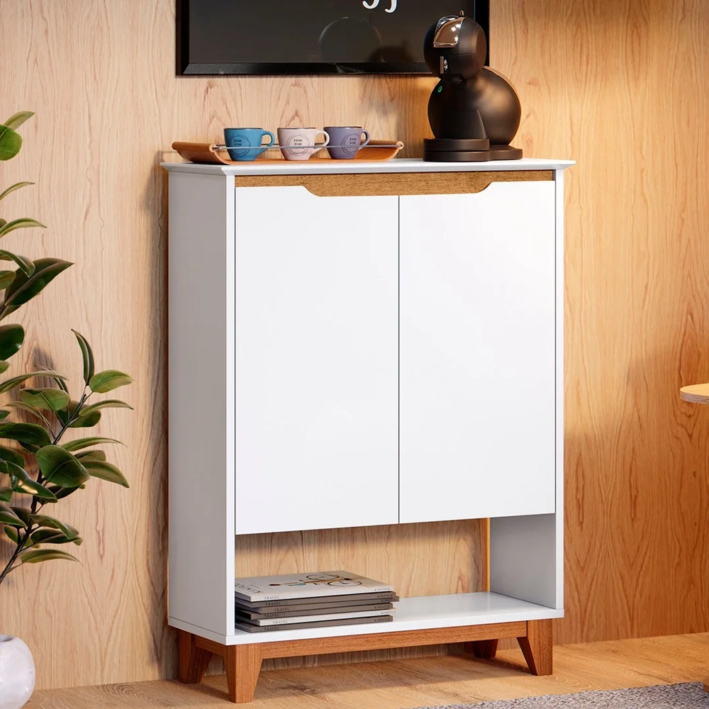 Aparador Cantinho do Café 2 Portas 68cm Hall Flow Branco - EJ Móveis