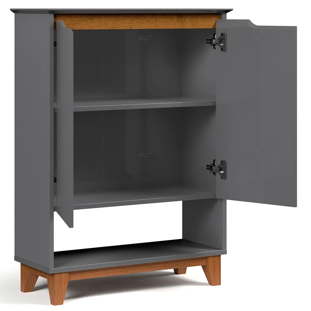 Aparador Cantinho do Café 2 Portas 68cm Hall Flow Cinza - EJ Móveis