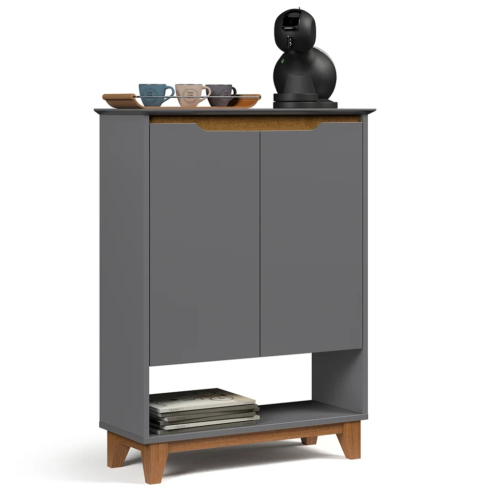 Aparador Cantinho do Café 2 Portas 68cm Hall Flow Cinza - EJ Móveis