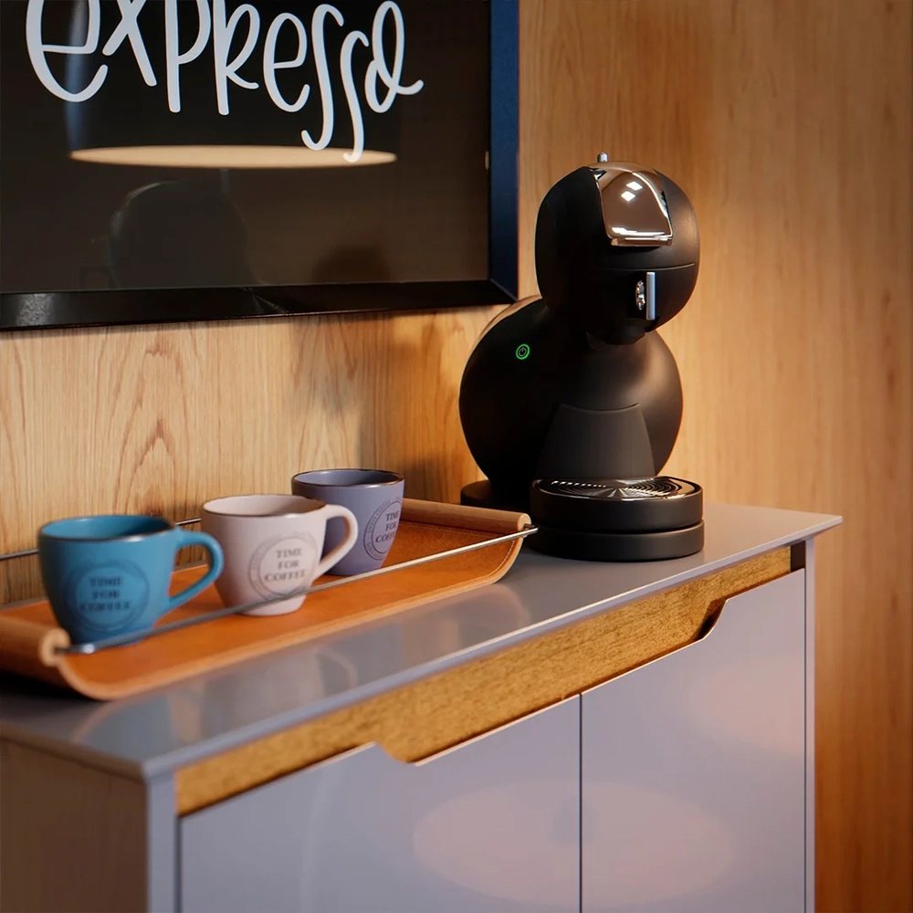 Aparador Cantinho do Café 2 Portas 68cm Hall Flow Cinza - EJ Móveis