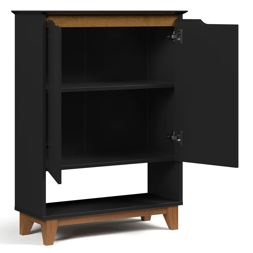 Aparador Cantinho do Café 2 Portas 68cm Hall Flow Preto - EJ Móveis