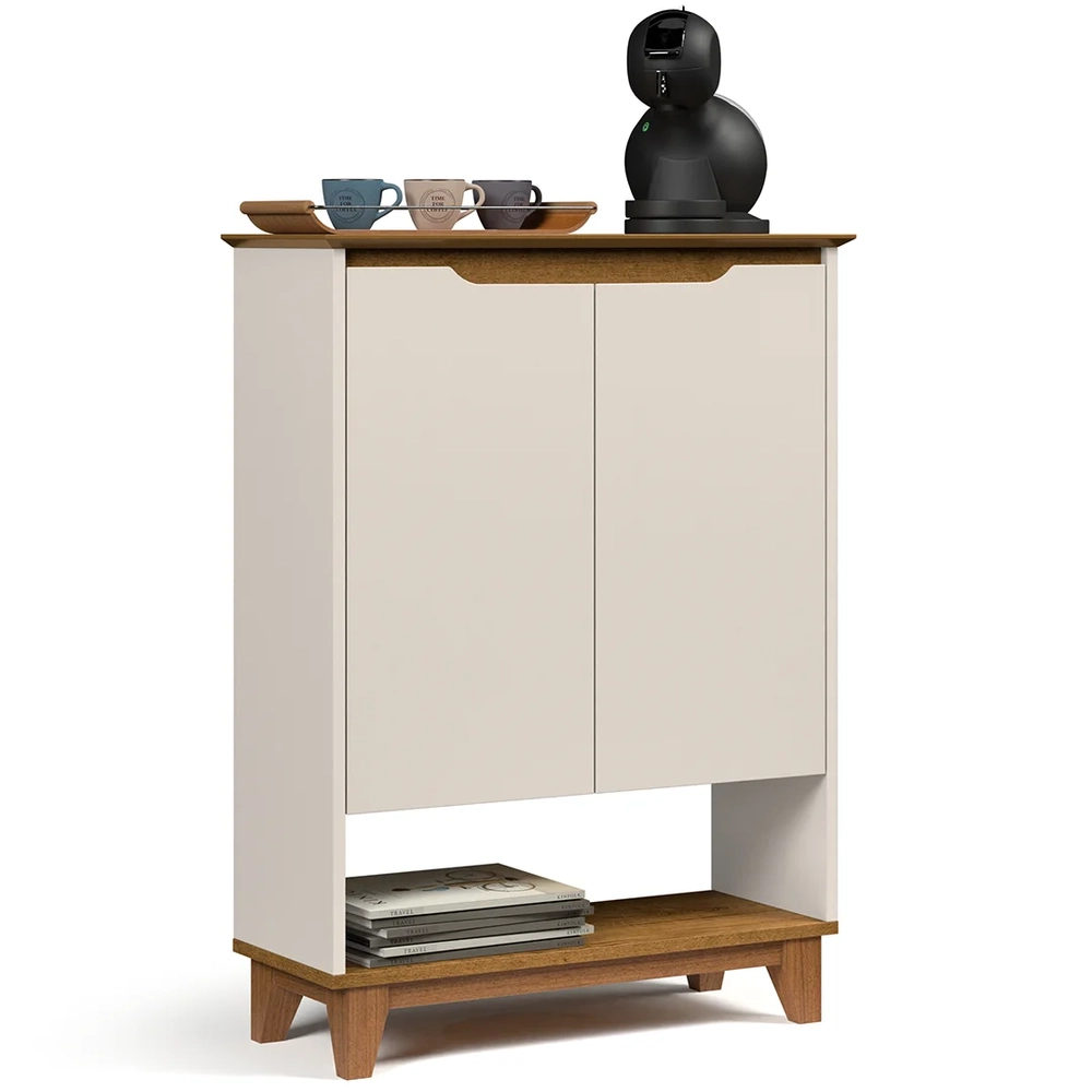 Aparador Cantinho do Café 2 Portas 68cm Hall Flow Off/Freijó - EJ Móveis