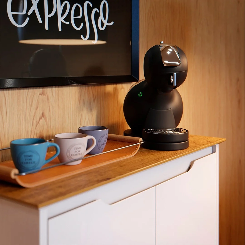 Aparador Cantinho do Café 2 Portas 68cm Hall Flow Off/Freijó - EJ Móveis