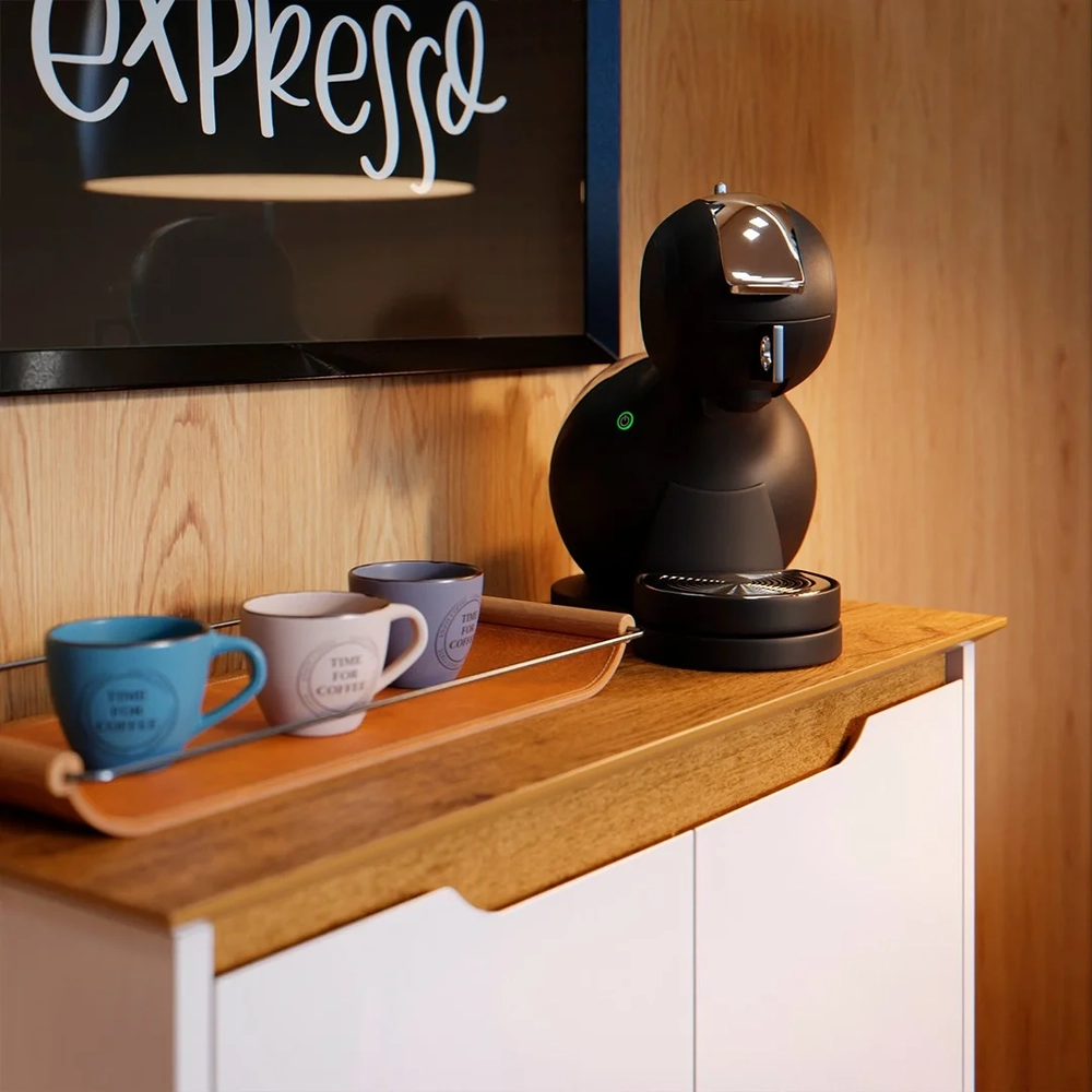 Aparador Cantinho do Café 2 Portas 68cm Hall Flow Off/Freijó - EJ Móveis