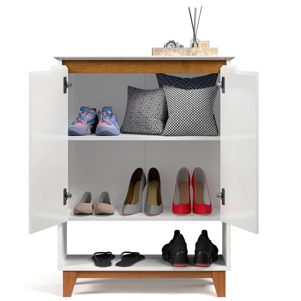 Sapateira para Hall de Entrada Quarto 68cm Flow Branco - EJ Móveis