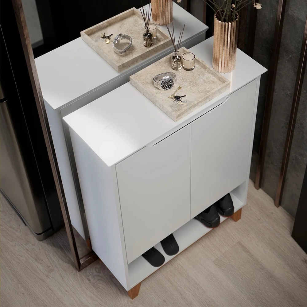 Sapateira para Hall de Entrada Quarto 68cm Flow Branco - EJ Móveis