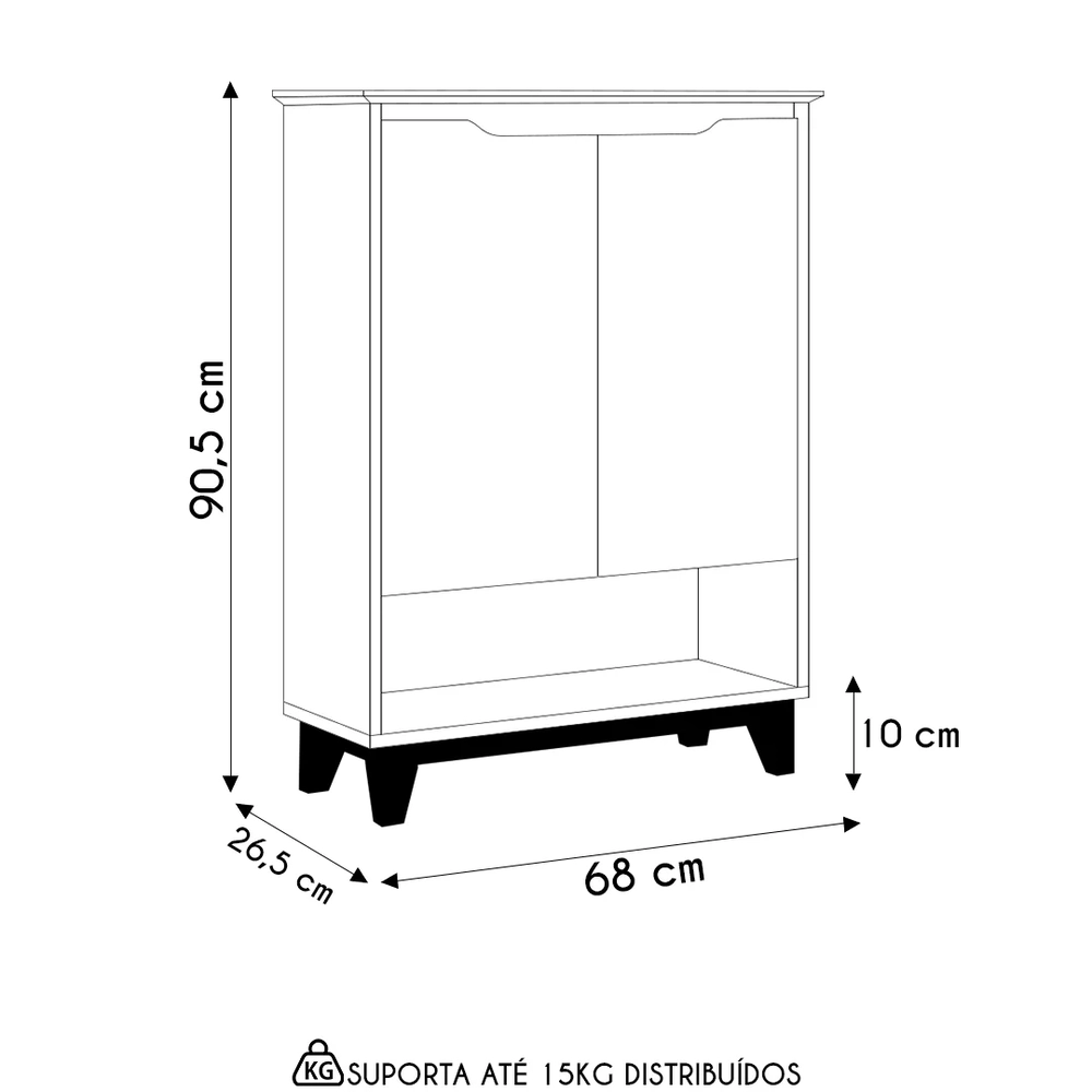 Sapateira para Hall de Entrada Quarto 68cm Flow Branco - EJ Móveis