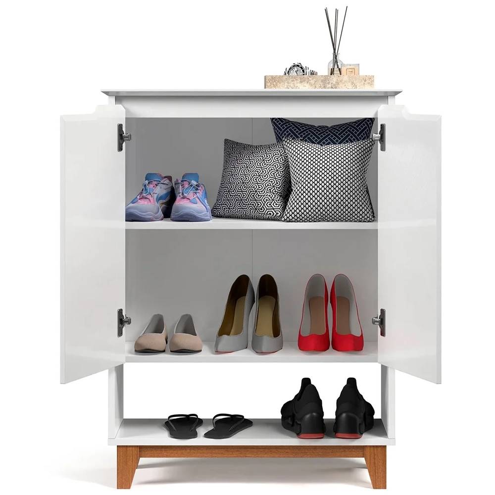 Sapateira para Hall de Entrada Quarto 68cm Flow Branco - EJ Móveis