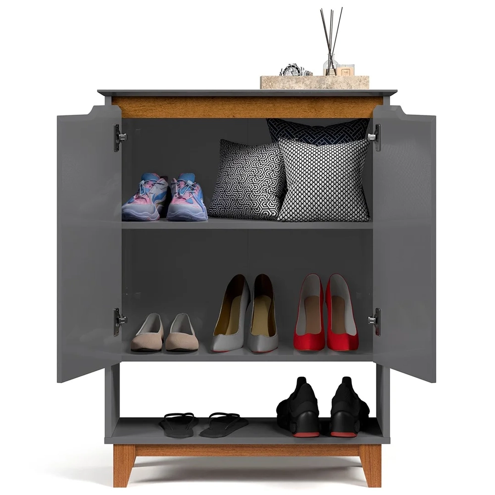 Sapateira para Hall de Entrada Quarto 68cm Flow Cinza - EJ Móveis