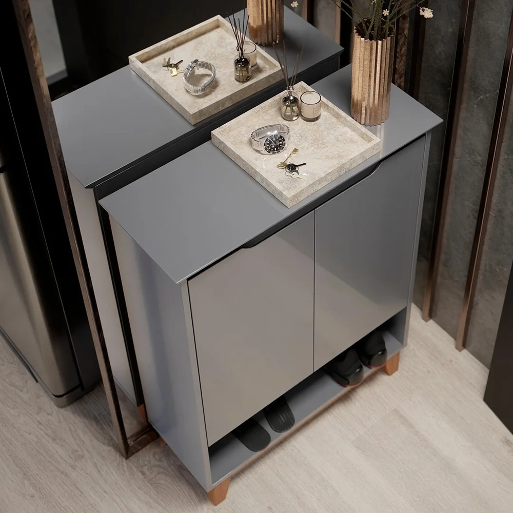 Sapateira para Hall de Entrada Quarto 68cm Flow Cinza - EJ Móveis