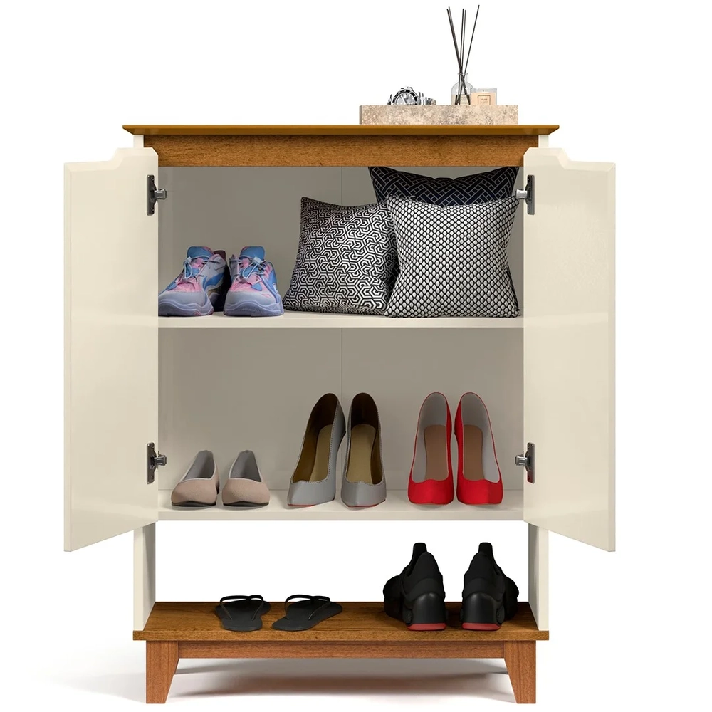 Sapateira para Hall de Entrada Quarto 68cm Flow Off/Freijó - EJ Móveis
