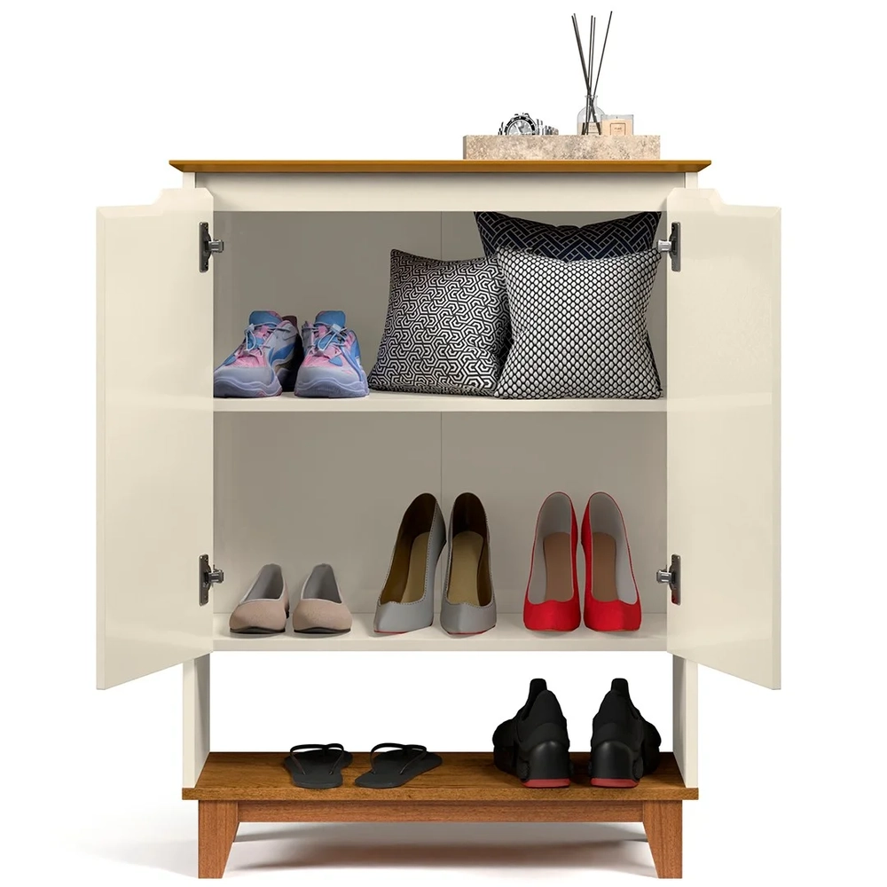 Sapateira para Hall de Entrada Quarto 68cm Flow Off/Freijó - EJ Móveis