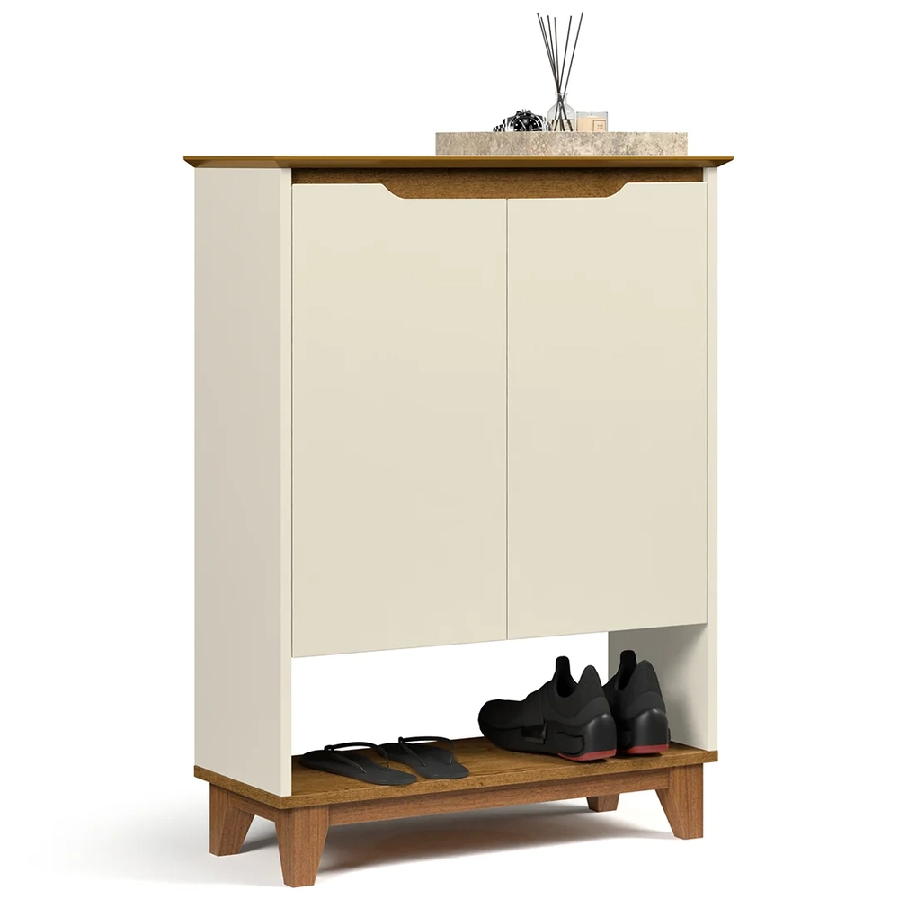 Sapateira para Hall de Entrada Quarto 68cm Flow Off/Freijó - EJ Móveis