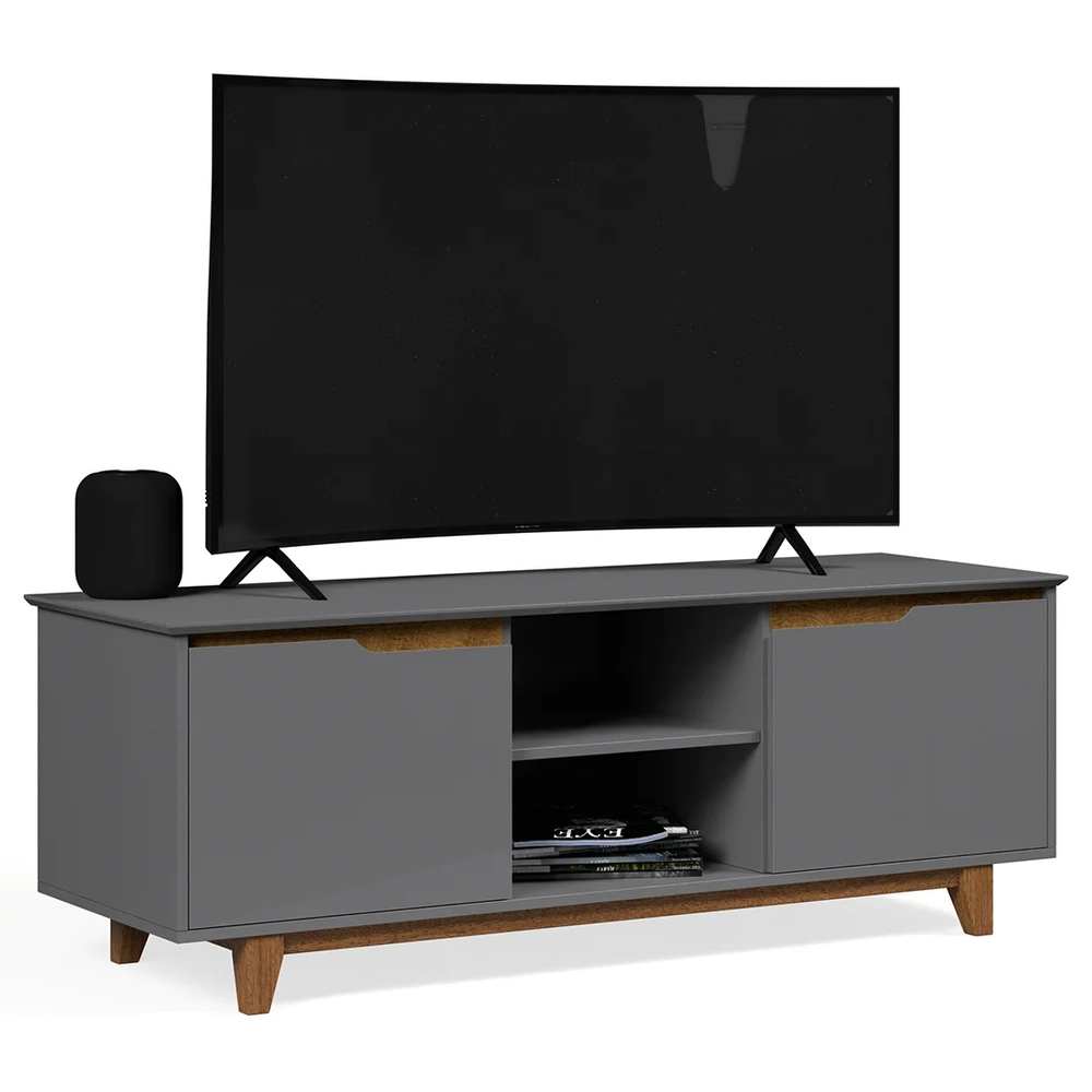 Rack para Sala Bancada de TV 55 Pol 139cm Flow Cinza - EJ Móveis