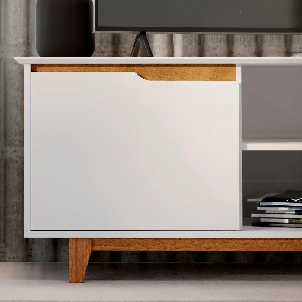 Rack para Sala Bancada de TV 55 Pol 139cm Flow Branco - EJ Móveis