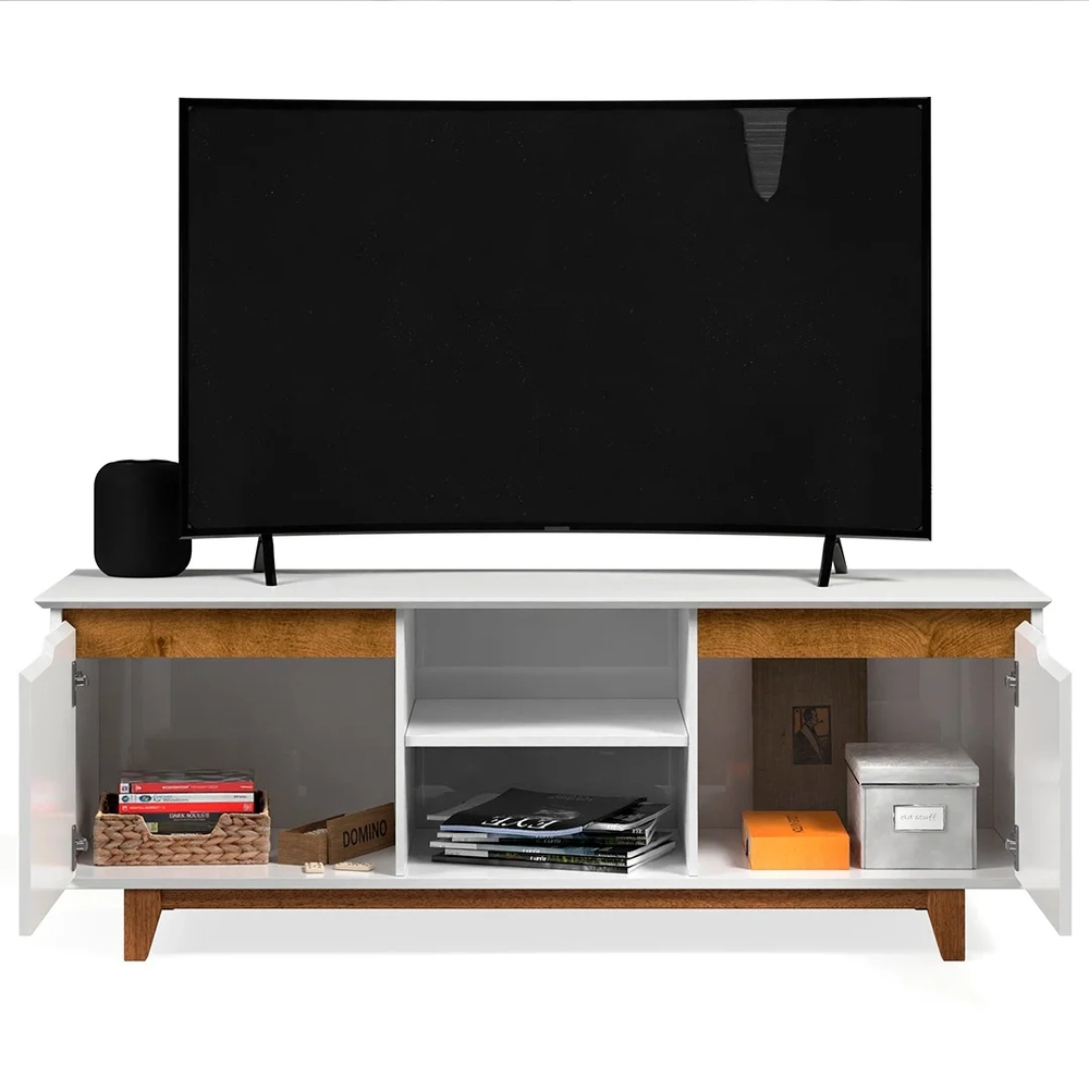 Rack para Sala Bancada de TV 55 Pol 139cm Flow Branco - EJ Móveis