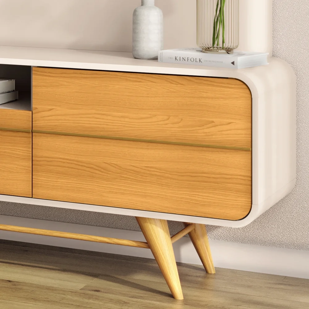 Estante Painel Para TV 85 Pol 220cm Nobre Off White/Cinamomo - HB Móveis