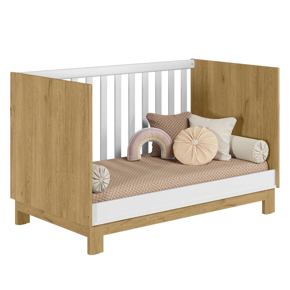 Berço Americano Mini Cama Slim Q Encanto Freijó/Branco - Qmovi
